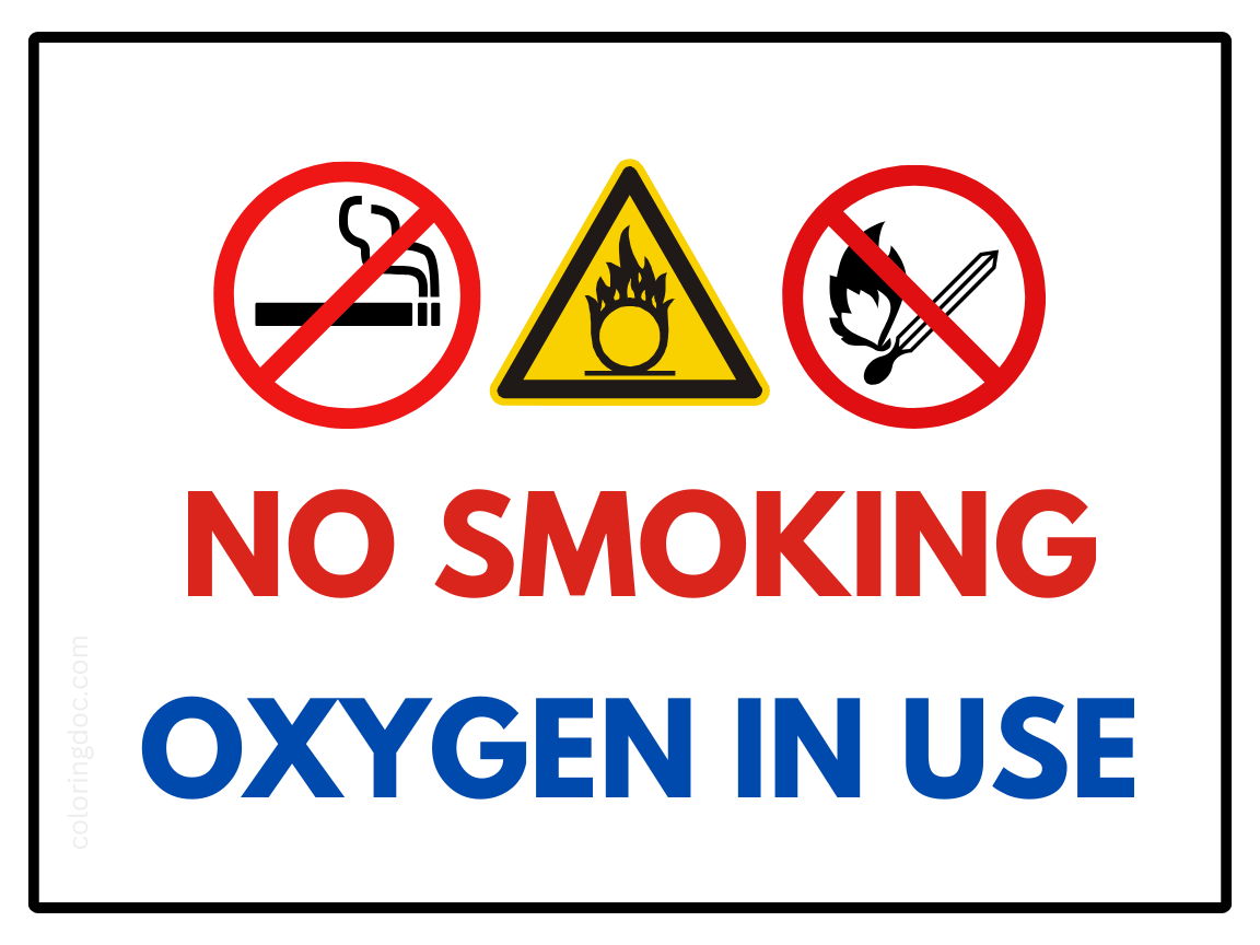 3 Signs - No Smoking - Oxygen in Use Printable