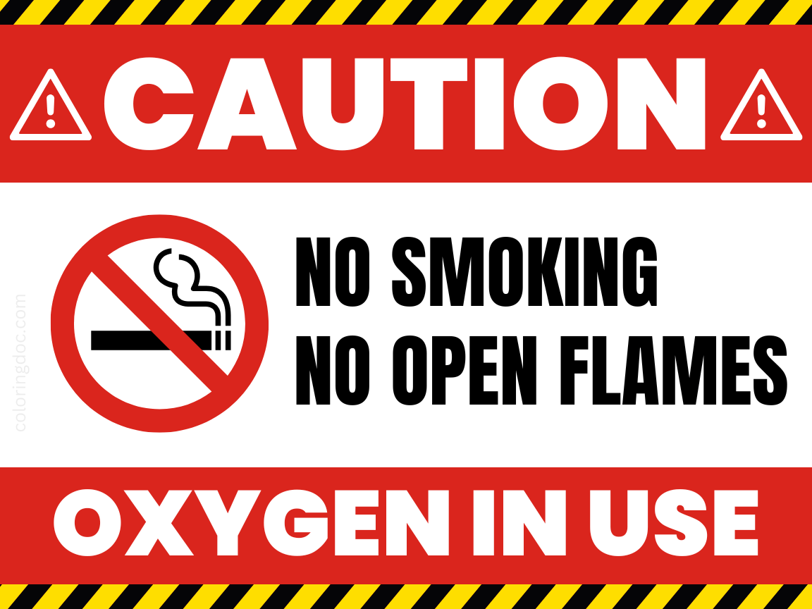CAUTION Oxygen in Use Sign Poster