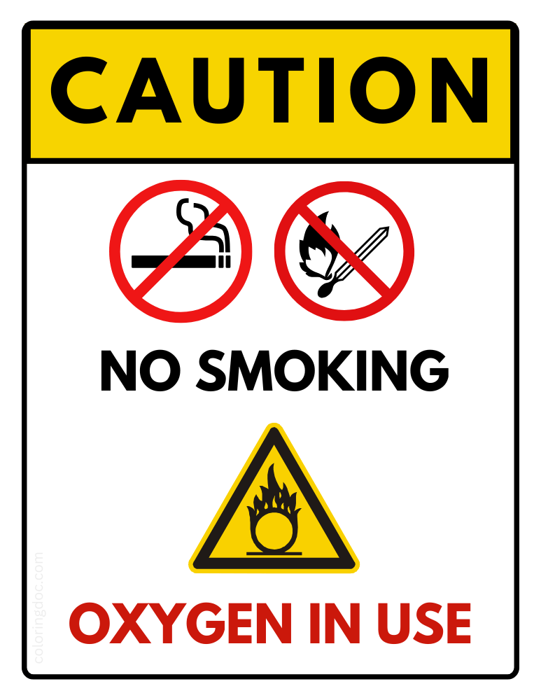 CAUTION Oxygen in Use Sign Printable