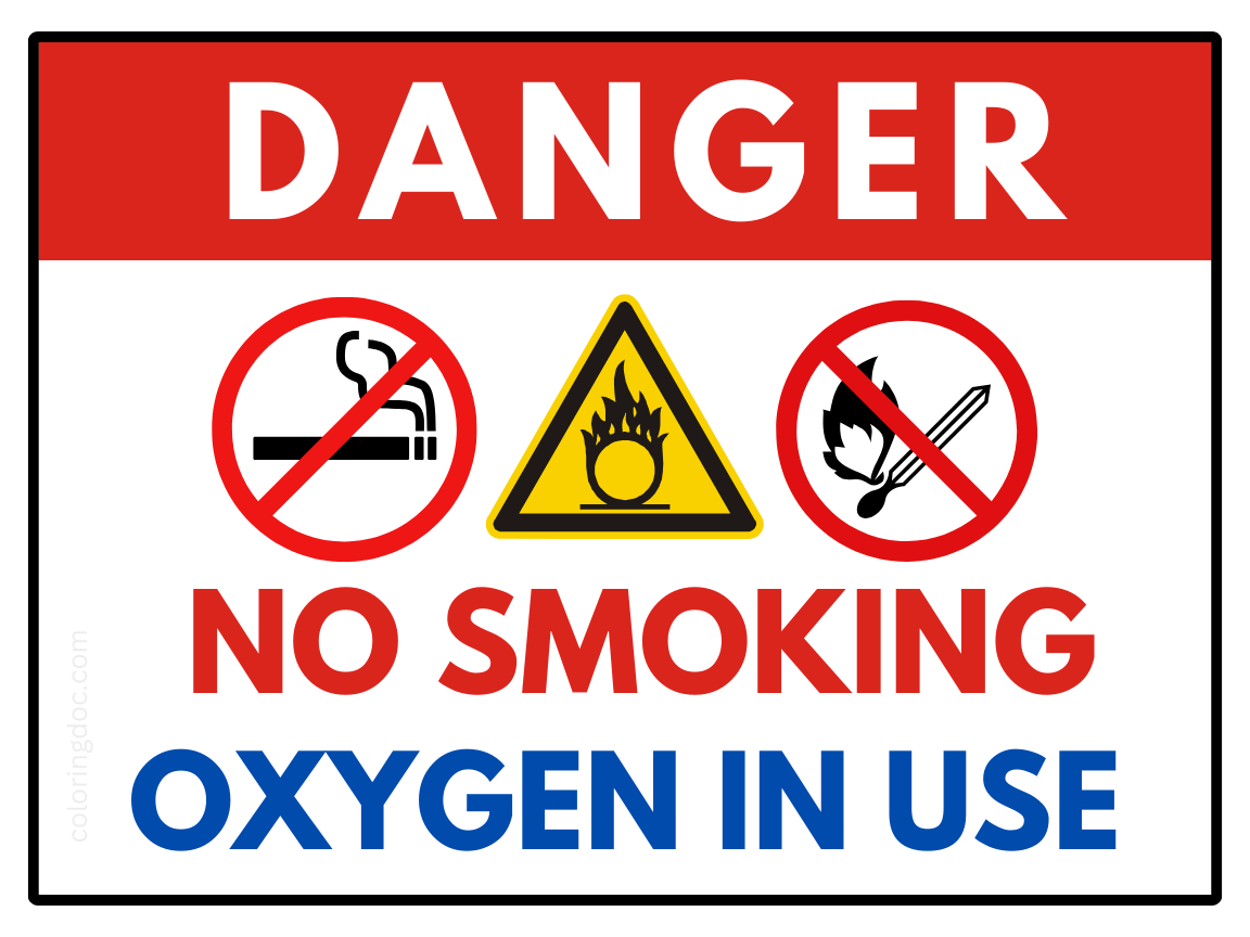 DANGER No Smoking Oxygen in Use Sign