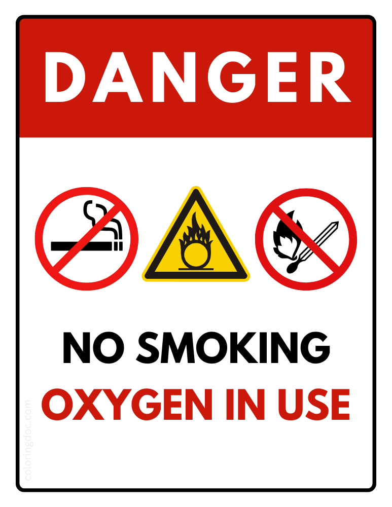 Oxygen in Use Sign - 3 Sign DANGER Printable