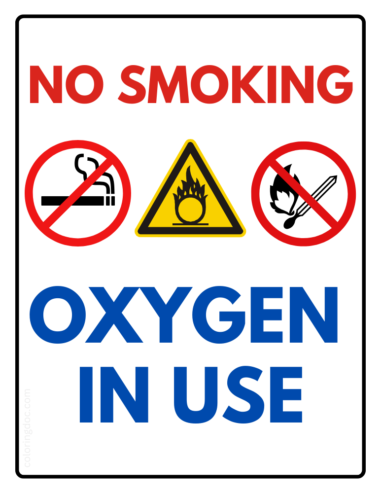 Oxygen in Use Sign - 3 Signs Poster