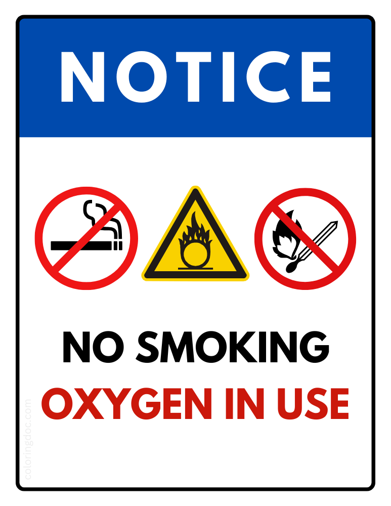 Printable Oxygen in Use Sign Notice