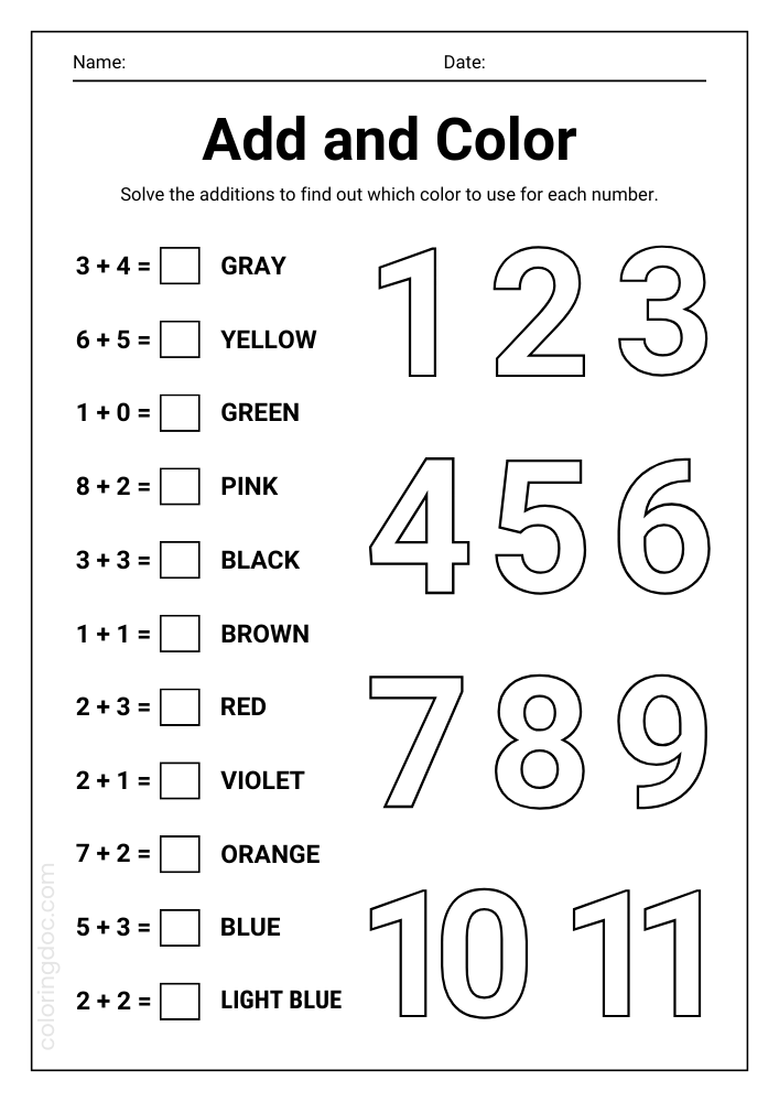 Fun Math Coloring Page