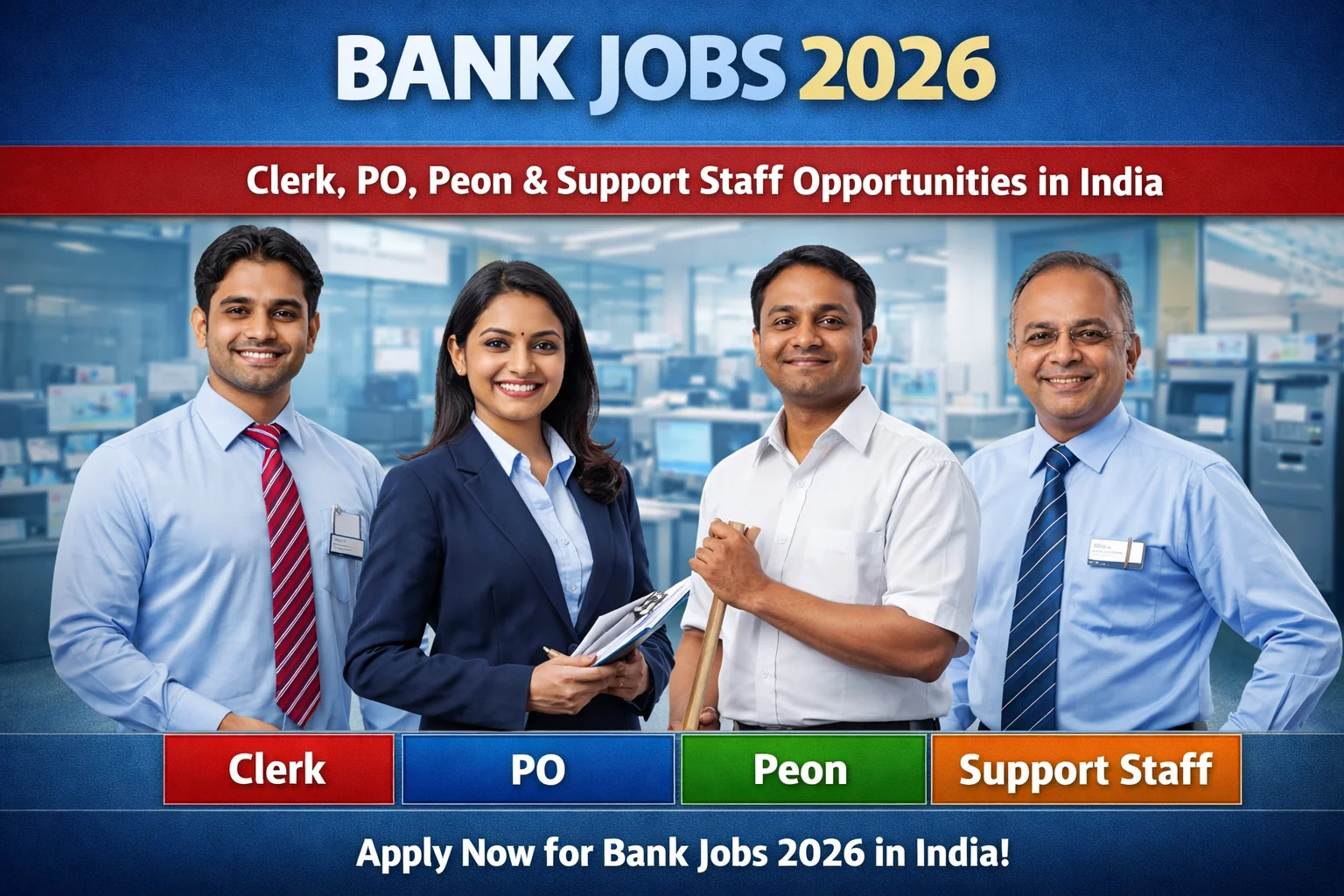 Bank Jobs 2026: Guide to Clerk, Peon and Support Staff Opportunities in India